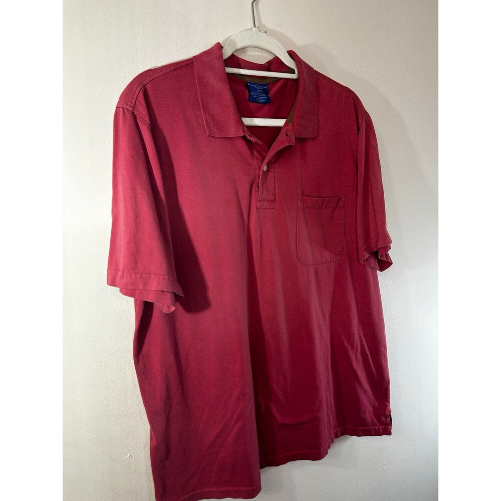 Puritan Men's XL Regular Maroon Solid Short Sleeve Polo, Pocket, Button